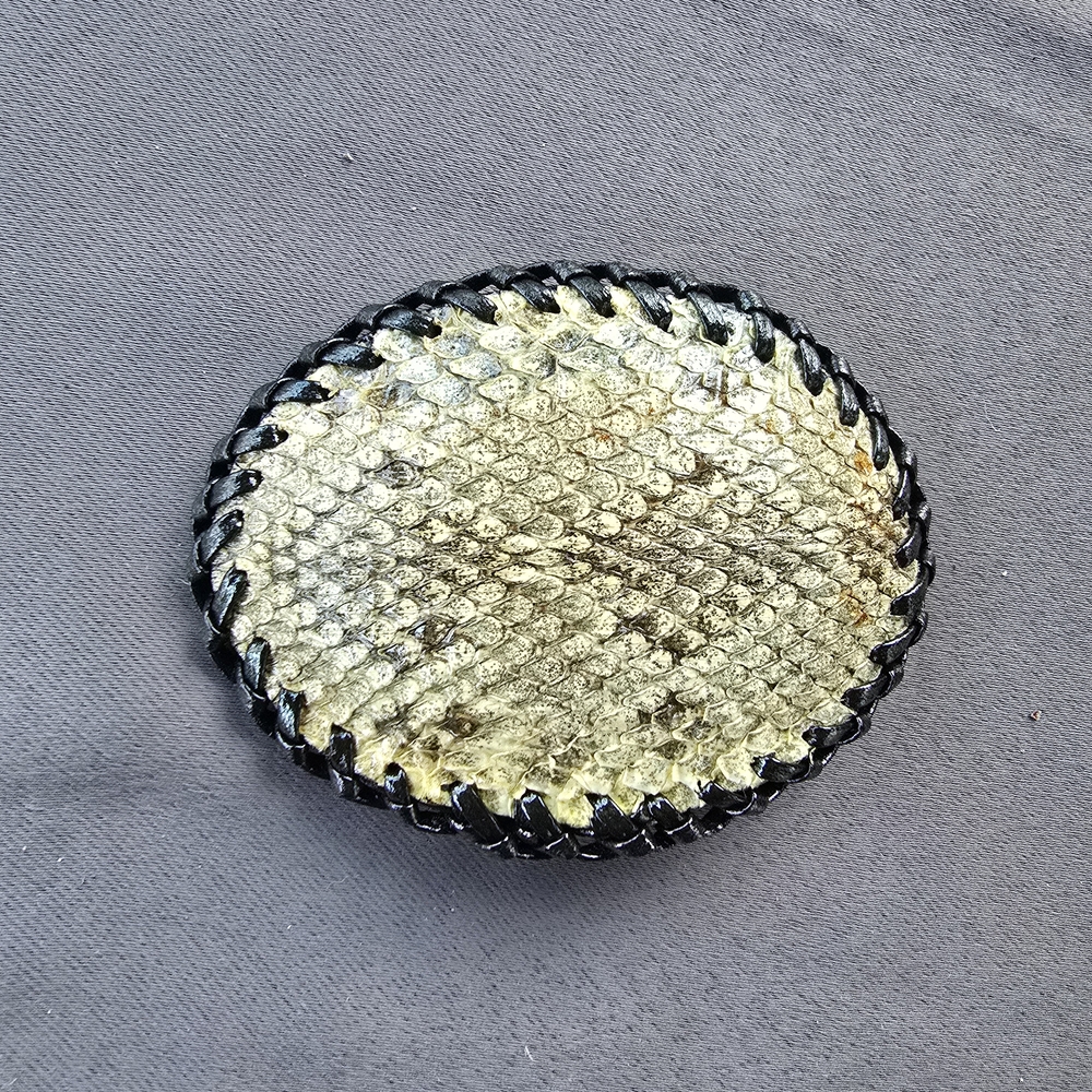 Genuine Diamondback Rattlesnake Skin Leather Belt Buckle